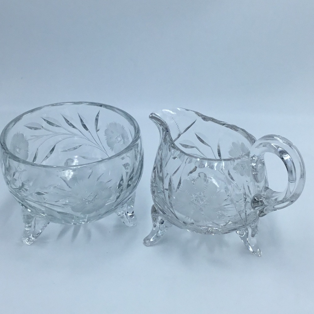 Large Cut Crystal Sugar & Creamer